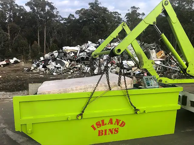 An example of a correctly loaded skip bin.